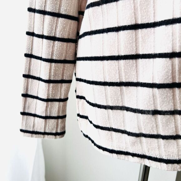 Eri & Ali Anthropologie Black & Cream Striped Turtleneck Lightweight Sweater Sm - Picture 3 of 9